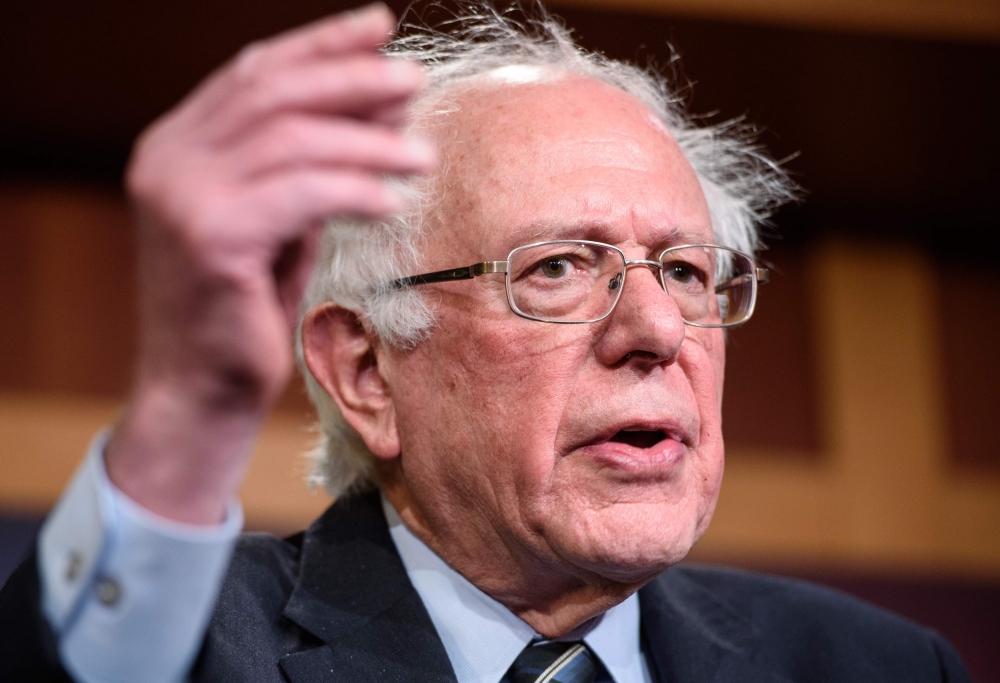 Senator Bernie Sanders I-VT speaks in the Senate TV studio at in Washington on December 13, 2018. AFP / Mandel Ngan