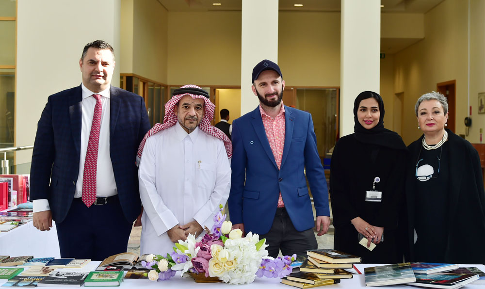 Georgian and Qatar University officials during the books handover event. 