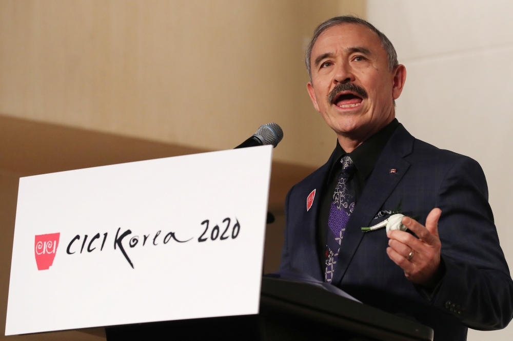 US Ambassador to South Korea Harry Harris speaks during an event in Seoul, January 14, 2020. Yonhap via Reuters