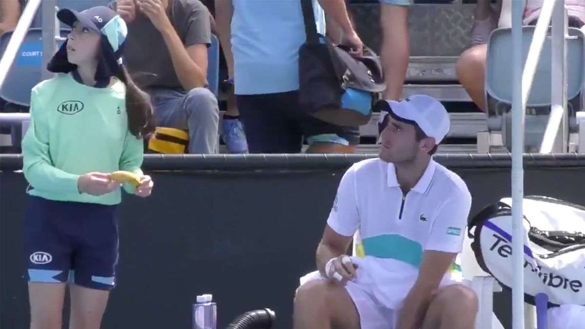 The French player, dubbed 'Bananaman' by Australian media, handed a banana to a ballgirl during a qualifying match, saying he was struggling to get the skin off as he had cream on his hands.