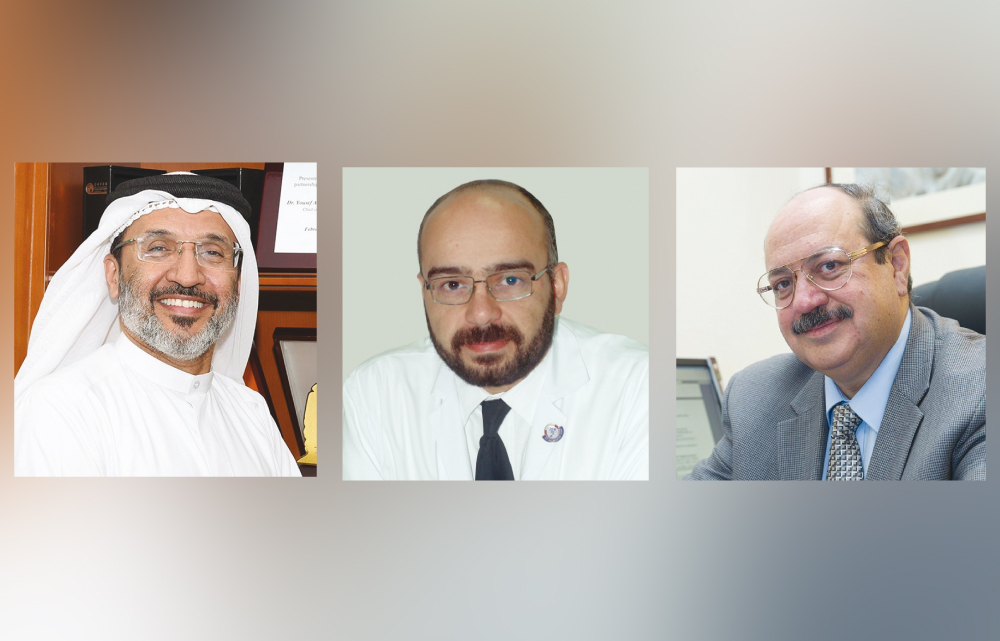 FROM LEFT: Dr. Yousuf Al Maslamani, Director of the Qatar Center for Organ Transplantation; Dr. Hassan Al Malki, Head of Nephrology, and Dr. Riadh Abdul Sattar Fadhil, Director of the Qatar Organ Donation Center (Hiba).