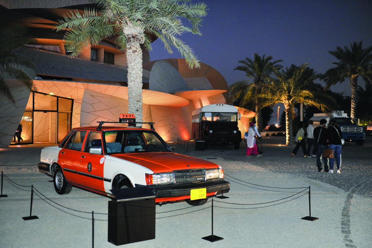 A vintage orange-and-white taxi which plied on Doha roads from the 70s to the early 2000s at the classic cars exhibition launched at the National Museum of Qatar yesterday. Pic: Baher Amin/
The Peninsula