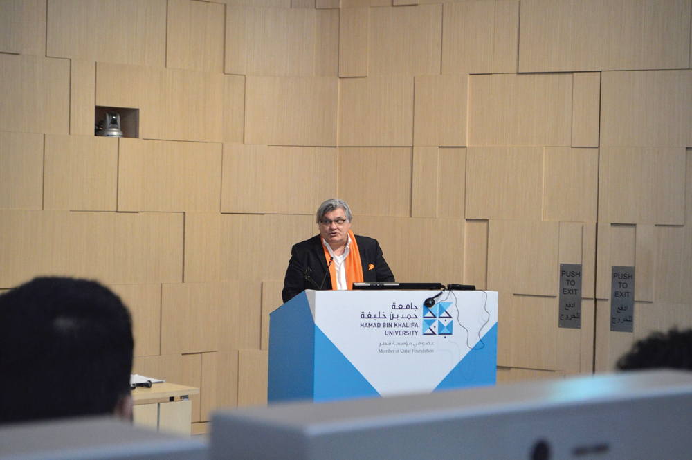 Dr. M Tarek Swelim, Associate Professor and Program Coordinator for the Master of Science in Islamic Art, Architecture, and Urbanism program at CIS giving a lecture.