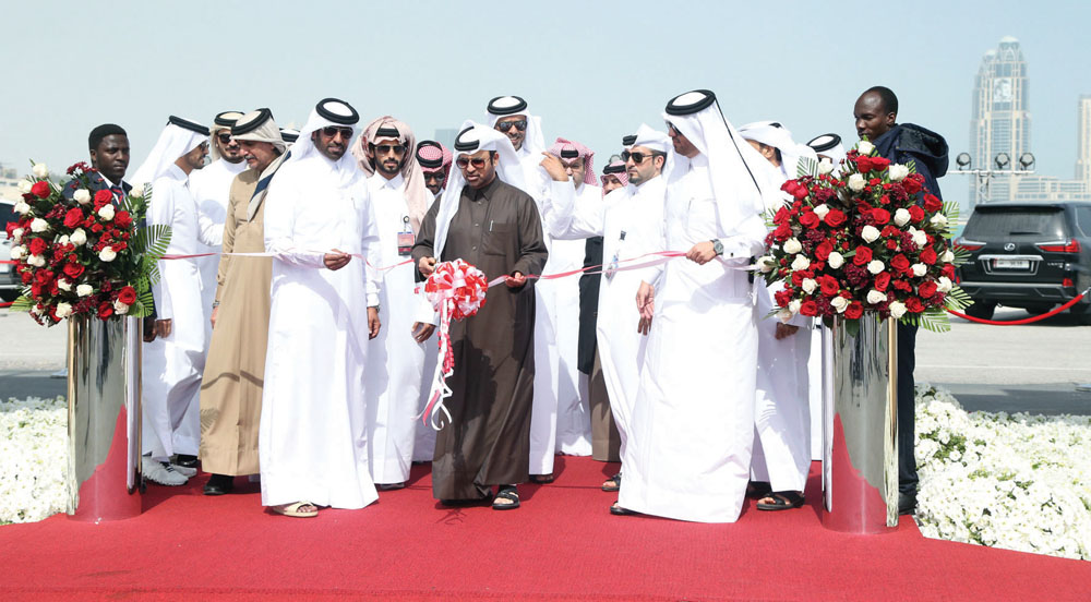 Dr. Khalid bin Ibrahim Al Sulaiti, General Manager of Katara, with other officials inaugurating the 9th Halal Qatar Festival on livestock trade at Katara Cultural Village yesterday.