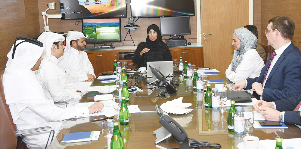 The Minister of Public Health, H E Dr. Hanan Mohammed Al Kuwari, with the staff at HMC’s Communicable Disease Center, discussing the healthcare sector’s ongoing preventive measures and monitoring for cases of the Novel Coronavirus 2019.