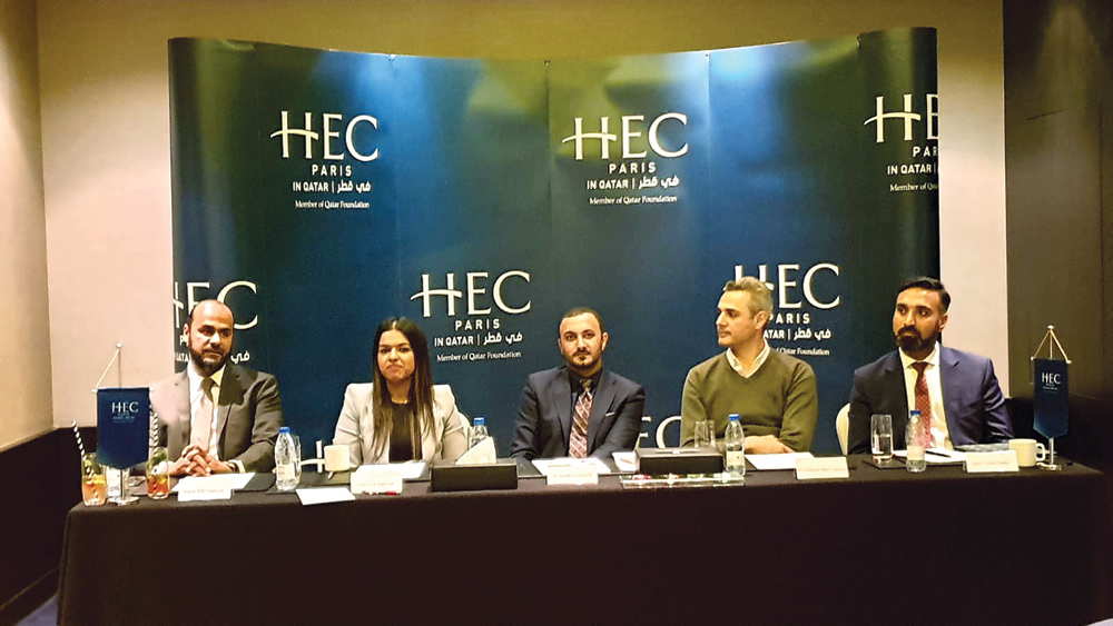 The panellists at ‘Meet the Alumni’ session at the Marriott Marquis sharing their experience about the International Executive MBA learning journey at HEC Paris in Qatar. 