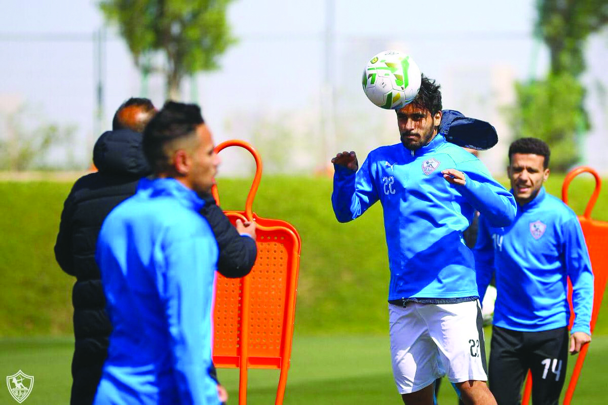 Zamalek's players train ahead of their CAF Super Cup final against Esperance Sportive de Tunis in Doha yesterday. Picture: Twitter / @ZSCOfficial