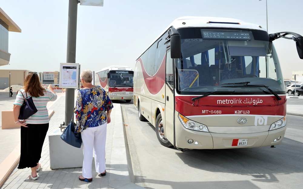 FILE PHOTO: Feeder bus of Doha Metro at the Al Wakra station. May 8, 2019. Salim Matramkot © The Peninsula