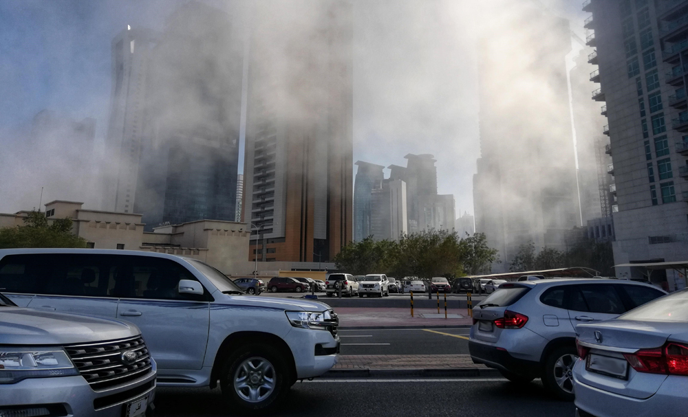 Fog formation at Al Dafna in the evening. Photo Ebrahim Kutty / The Peninsula