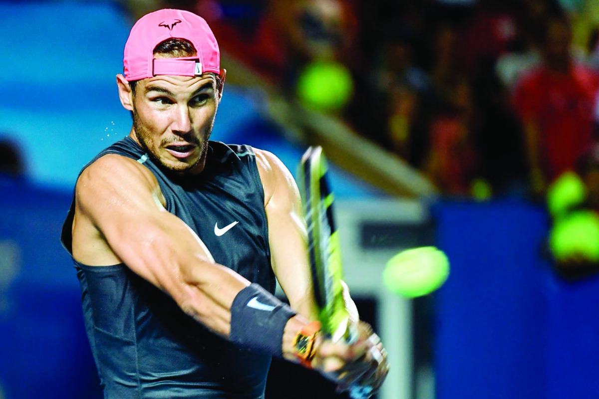 Spanish tennis player Rafael Nadal attends a practice session before the Mexican ATP Open in Acapulco, Guerrero state, Mexico on February 23, 2020. AFP / Pedro Pardo
