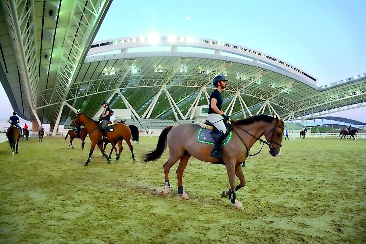 Riders and horses at the state-of-the-art Longines Arena at Al Shaqab in this file photo.