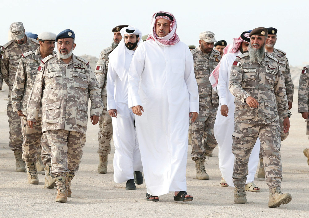 The Deputy Prime Minister and Minister of State for Defence Affairs, H E Dr. Khalid bin Mohammed Al Attiyah, during the conclusion activities of the tactical exercise “Miqdam 3”. 