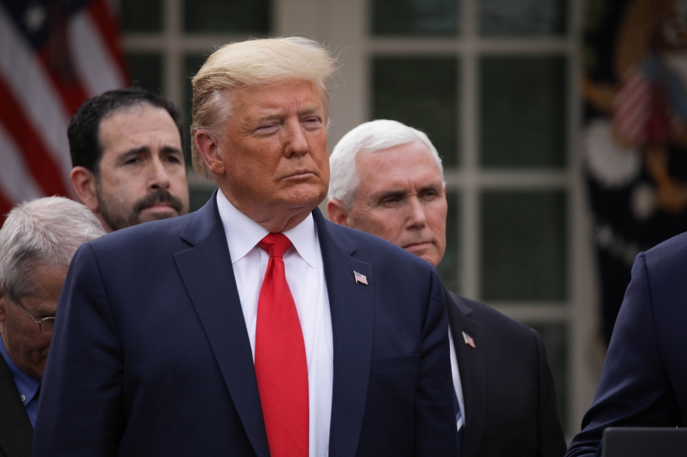 WASHINGTON, DC, USA - MARCH 13: US President Donald J. Trump declares a national emergency due to the COVID-19 coronavirus pandemic, in the Rose Garden of the White House, in Washington, DC, United States on March 13, 2020. ( Yasin Öztürk - Anadolu Agency