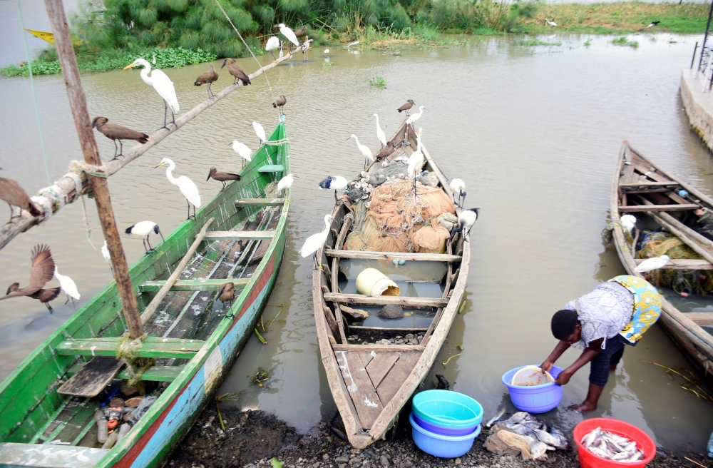 Lilian Atieno, a fishmonger, prepares fish at Dunga beach on the shores of Lake Victoria in Kisumu, Kenya March 18, 2020. Picture taken March 18, 2020. REUTERS/James Keyi