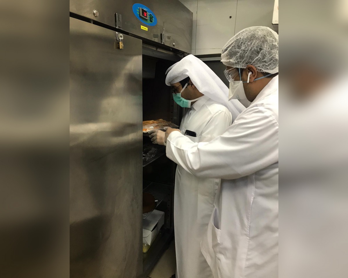 The inspectors of Doha Municipality during an inspection at a food outlet in Doha. 