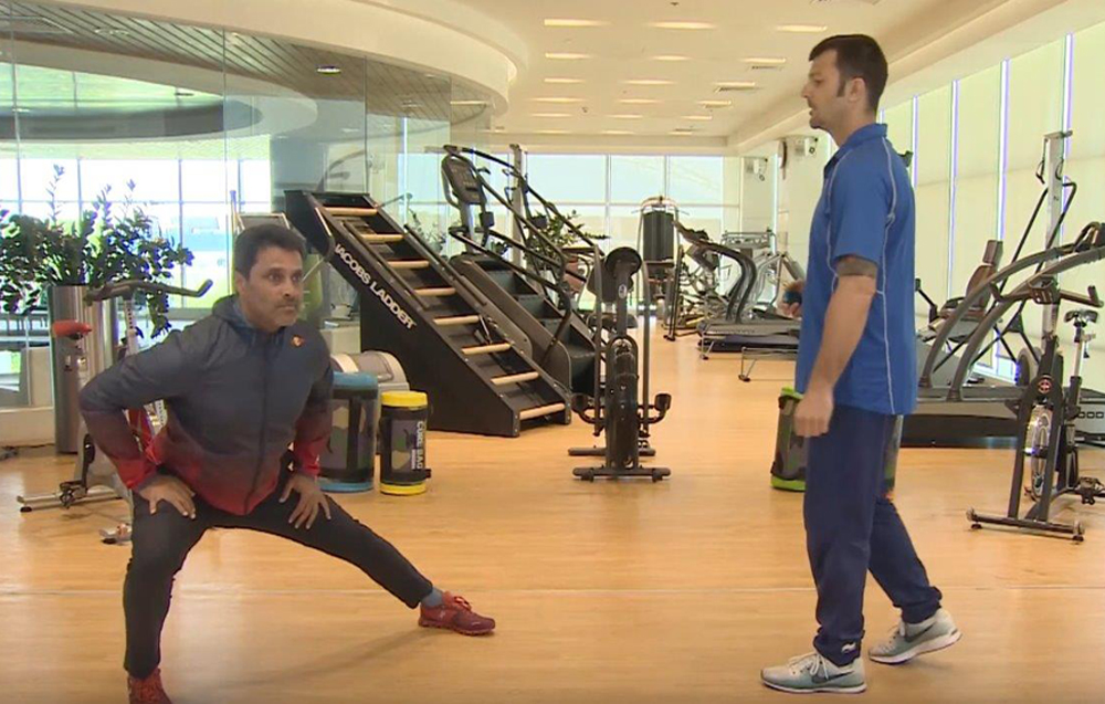 Nasser bin Saleh Al Attiyah during a workout session at Aspetar.
