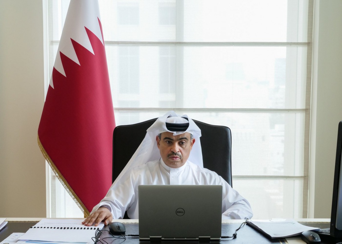 The Minister of Commerce and Industry, H E Ali bin Ahmed Al Kuwari, participating in the Second Extraordinary Meeting of Ministers of Commerce in Arab states in the Gulf Cooperation Council.