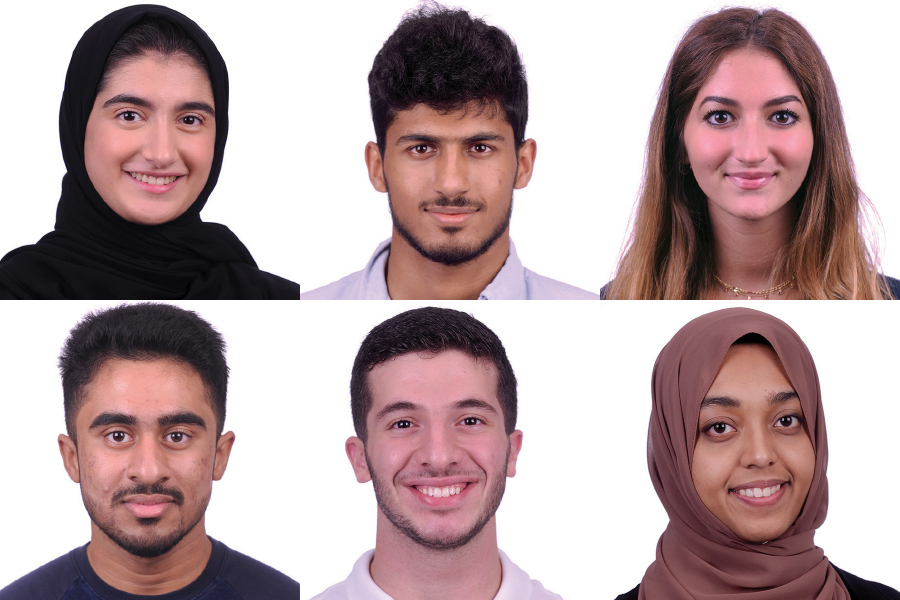 WCM-Q students who were part of the winning research team in QNRF’s UREP competition. CLOCKWISE FROM TOP LEFT: Dana Al Ali, Zain Burney, Nada Mhaimeed, Ameena Shafiq, Mohammed Salameh and Krishnadev Pillai.