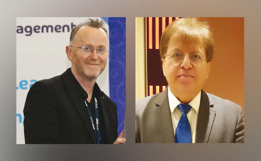 Dr. Michael King, Chair,  English Language Center at Community College of Qatar (L), Dr. Waqar Khan, English Lecturer, Community College of Qatar