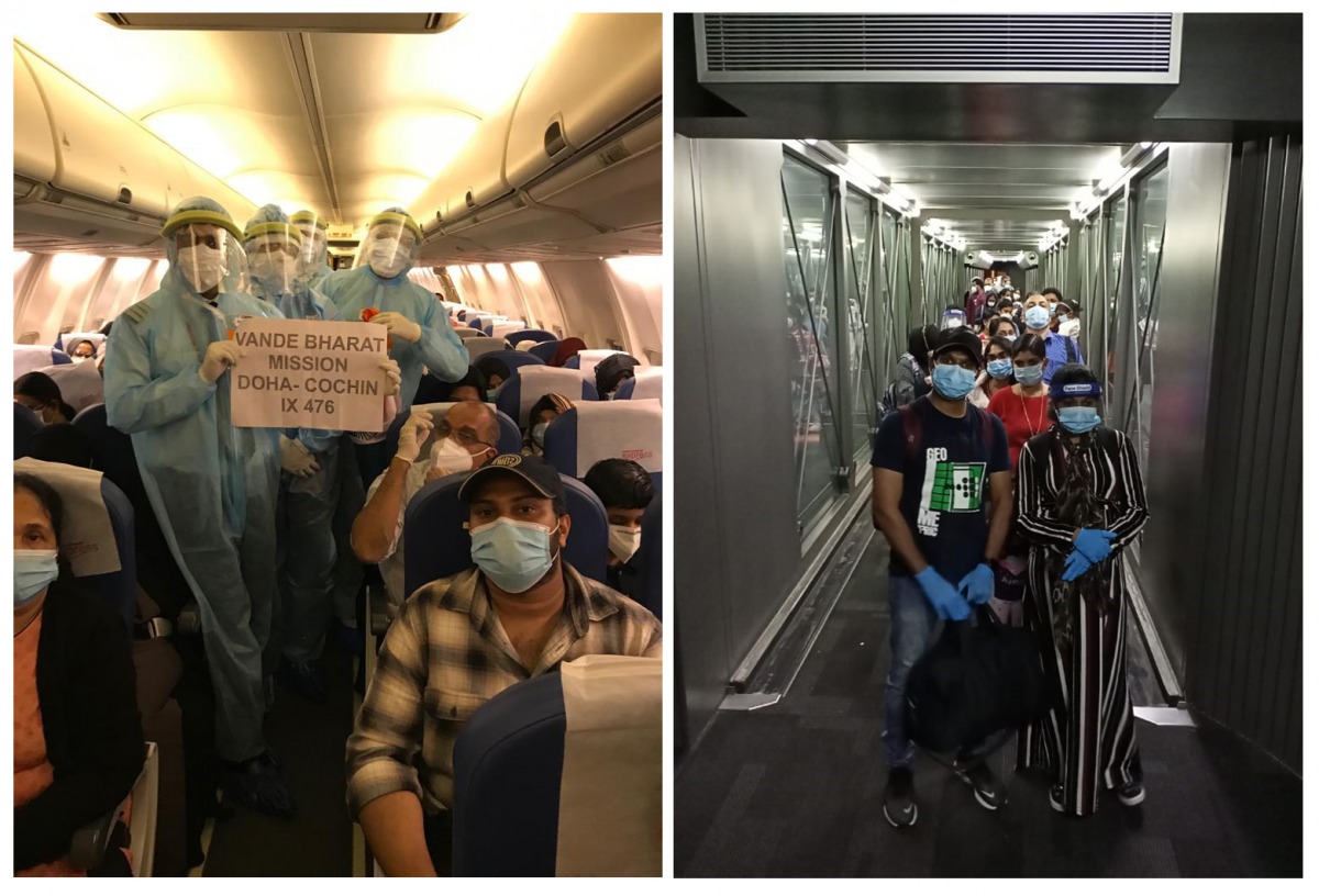 Passenger inside the Qatar-Kochi flight.