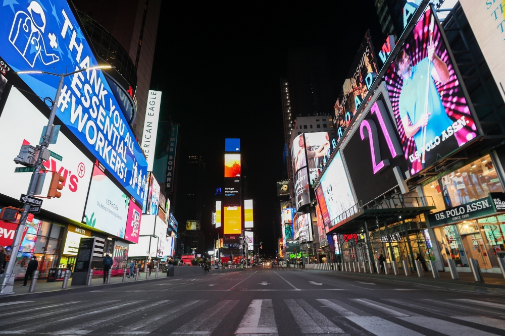 NEW YORK, USA - MAY 14: Times Square still seems quite due to Covid-19 pandemic in New York City, United States on May 14, 2020. ( Tayfun Co?kun - Anadolu Agency )

