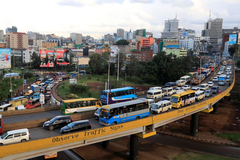 Traffic moves on a flyover before a curfew to contain the coronavirus disease (COVID-19) spread in Nairobi, Kenya May 15, 2020. REUTERS/Thomas Mukoya