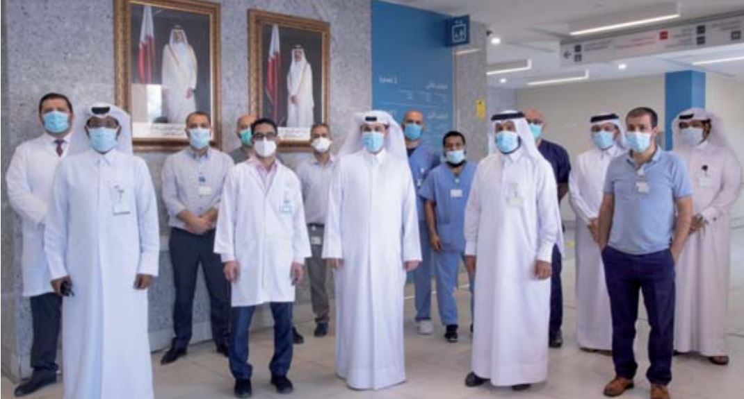 The man’s son during a visit to the hospital to personally thank the team who cared for his father.
