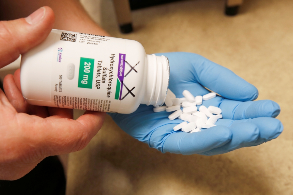 The drug hydroxychloroquine, pushed by U.S. President Donald Trump and others in recent months as a possible treatment to people infected with the coronavirus disease (COVID-19), is displayed by a pharmacist at the Rock Canyon Pharmacy in Provo, Utah, U.S