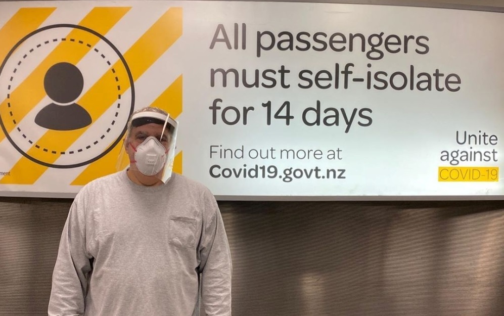 US producer Jon Landau poses in front of a sign stating 