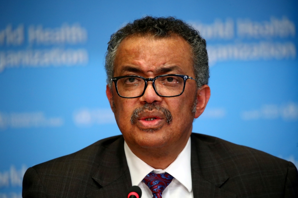 Director General of the World Health Organization (WHO) Tedros Adhanom Ghebreyesus speaks during a news conference on the situation of the coronavirus (COVID-2019), in Geneva, Switzerland, February 28, 2020. REUTERS/Denis Balibouse/File Photo