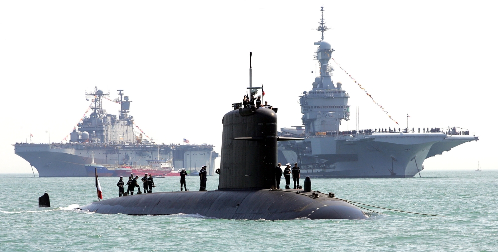 In this file photo taken on June 27, 2005 sailors aboard the French submarine 