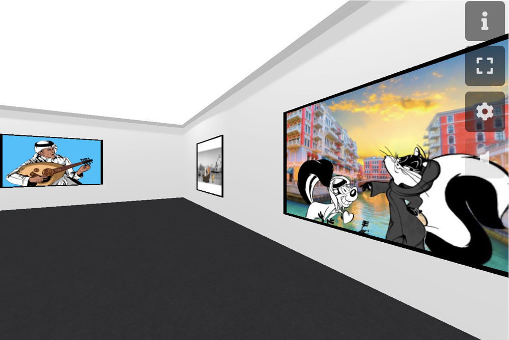 Some of the works on show at “Culture Collision” exhibition by Hassan Taleb Alsalat launched yesterday at Katara website.