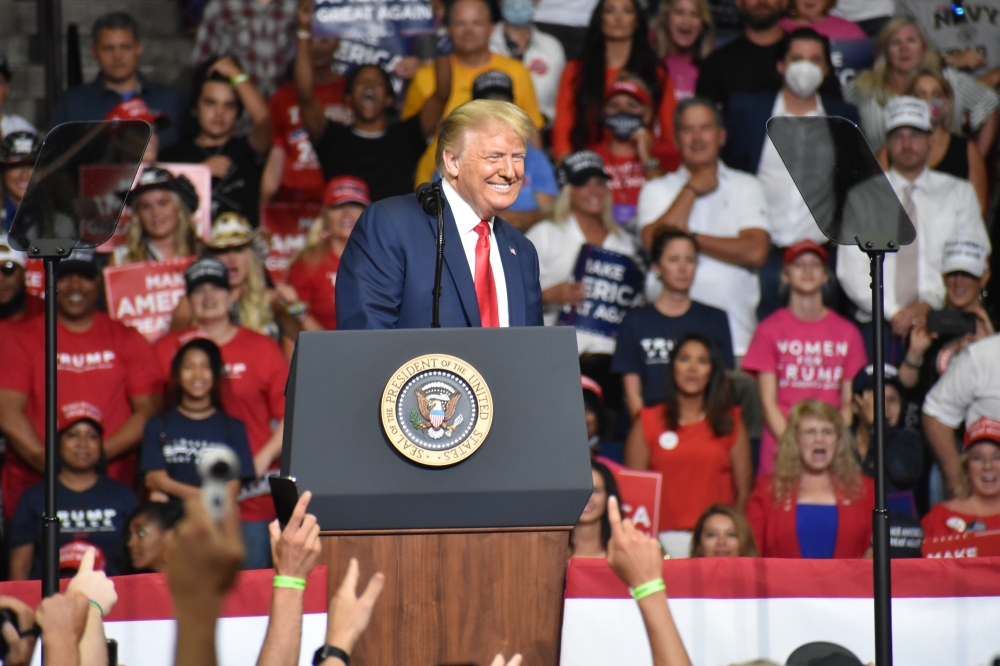 U.S. President Donald Trump meet his supporters at his ''Make America Great Again'' rally in Tulsa, Oklahoma, United States on June 20, 2020. Kyle Mazza - Anadolu 
