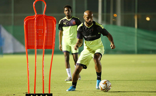 Al Duhail's players during a training session yesterday