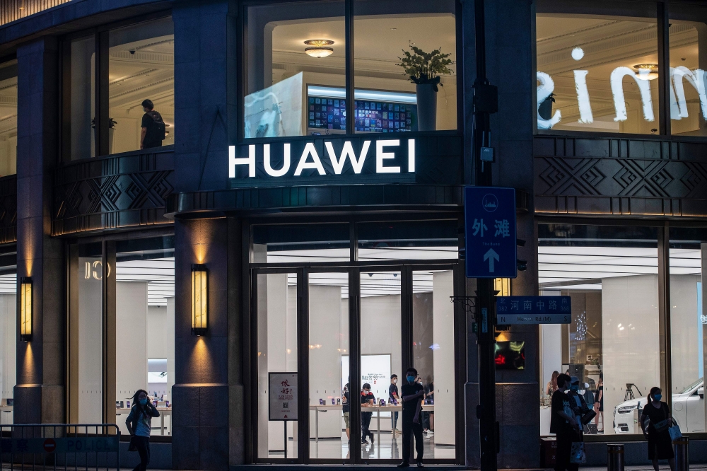 This photo taken on June 23, 2020 shows a Huawei global flagship store ahead of its opening in Shanghai. / AFP / STR