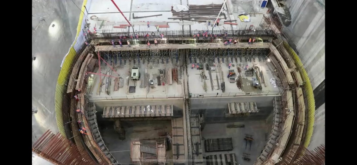A view of the under-construction project of Mesaimeer outfall, one of the longest in the world which is being developed by Ashghal.