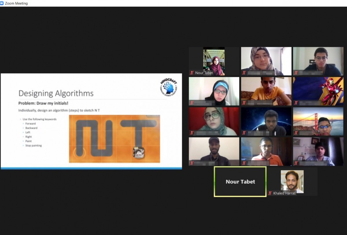 CMU-Q students at the launch of Mindcraft Virtual online programme.
