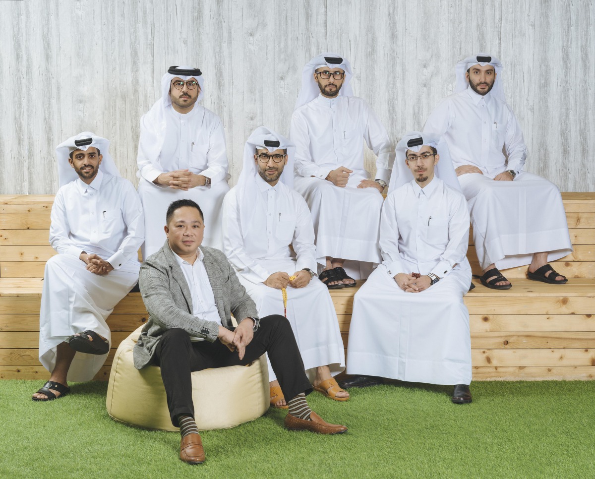 The founders and innovators of C Wallet Services (FROM LEFT) : Khalid Al Yafei, Michael Javier, Mohammed Kafoud, Abdulaziz Abdulla, Abdulmohsin Al Yafei, Nasser Al Haj and Moustafa Al Sayrafi posing for a group photo.