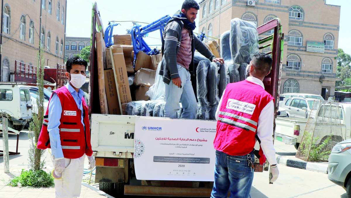 Qatar Red Crescent Society procured protective supplies for the Ministry of Public Health and Population in Amanat Al Asimah, the Matnah Hospital in the Bani Matar district of Sana’a, and the quarantine
facility in the Qahza area of Sa’dah.