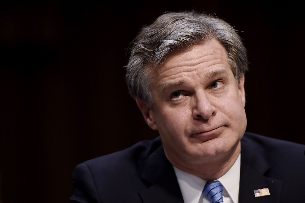 File photo of FBI Director Christopher Wray testifies before the Senate Homeland Security Committee on the current threat environment, November 5, 2019 in Washington, DC. AFP / Olivier Douliery