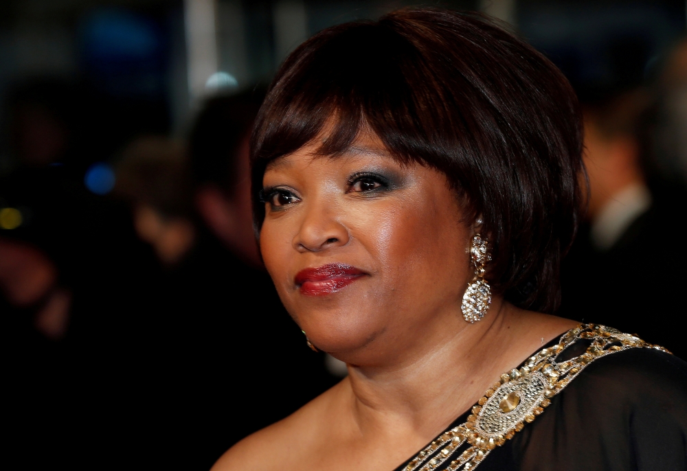 FILE PHOTO: Zindzi Mandela, daughter of former South African president Nelson Mandela, arrives for the Royal premiere of 