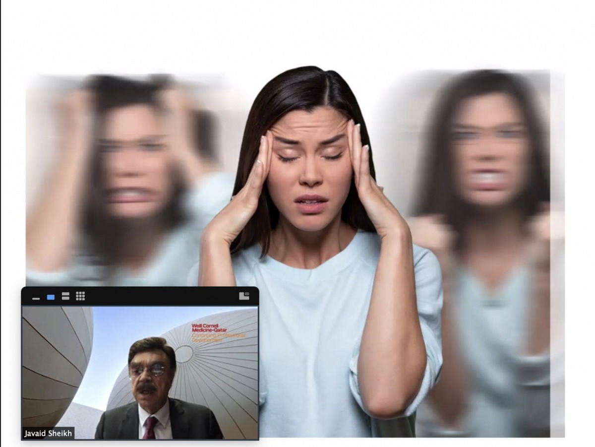Dr. Javaid Sheikh, Professor of Psychiatry and Dean of Weill Cornell Medicine-Qatar, speaking during a webinar.