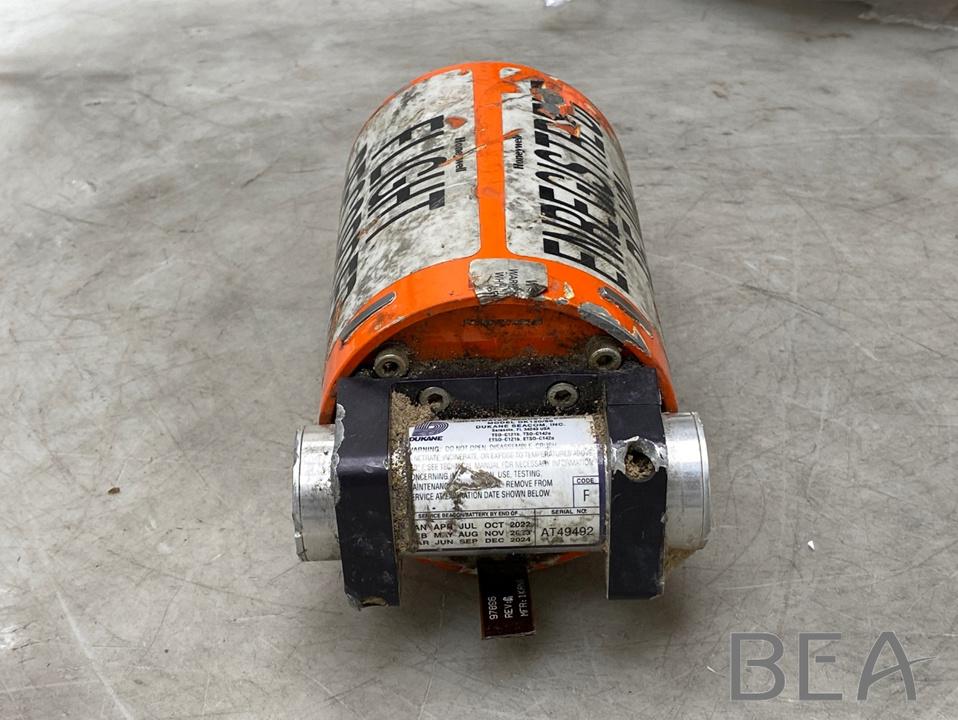 A view of the flight recorder from the Iranian missile-downed Ukraine International Airlines (UIA) Flight PS752 Boeing 737 jet, as work begins at the BEA investigation bureau in Le Bourget, France July 20, 2020 in this image obtained from social media. Tw