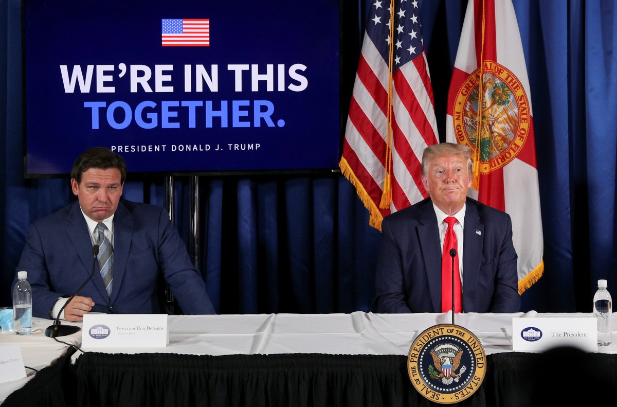 U.S. President Donald trump participates in a 