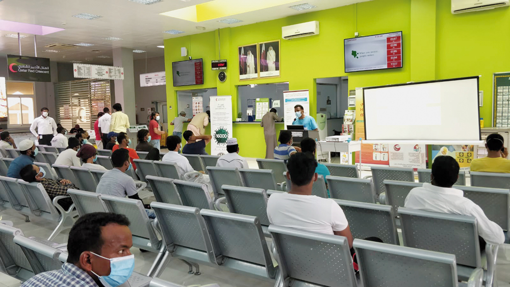 Workers listening to a lecture to raise awareness of liver cancer in line with “Protect Yourself” campaign organised by Qatar Cancer Society. 