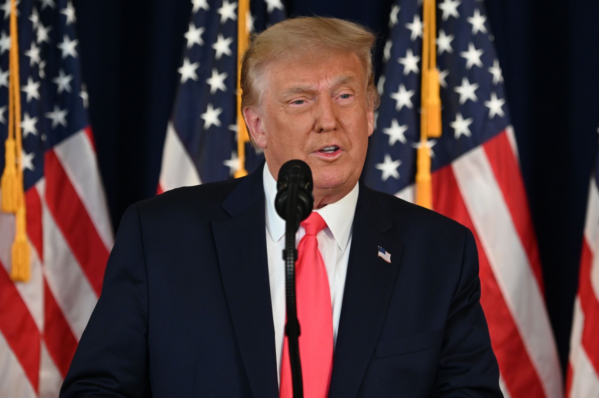 US President Donald Trump speaks during a news conference in Bedminster, New Jersey, on August 8, 2020. / AFP / JIM WATSON
