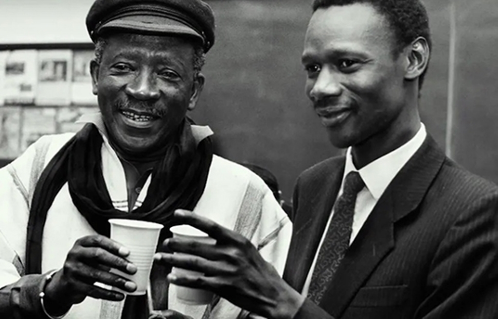 Ousmane Sembene (left) and Samba Gadjigo in a screengrab from the documentary “Sembene!”