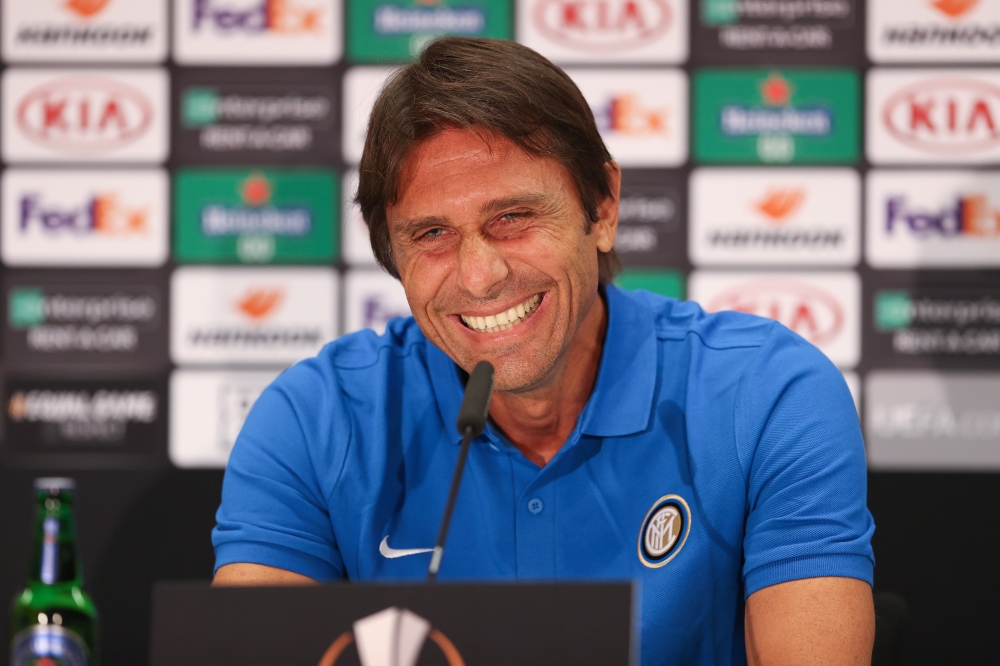 August 16, 2020 Inter Milan coach Antonio Conte during a press conference UEFA Pool/Handout via REUTERS 