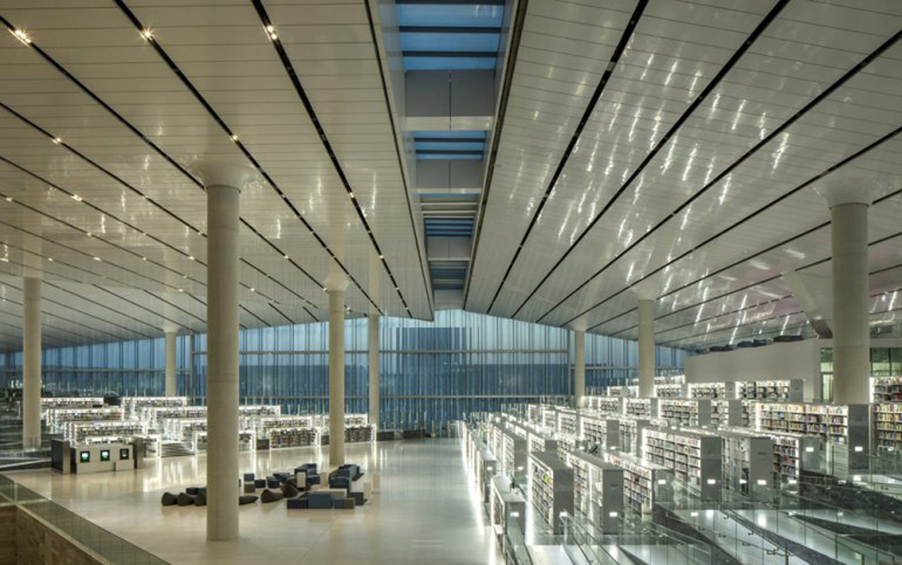 A view of Qatar National Library.
