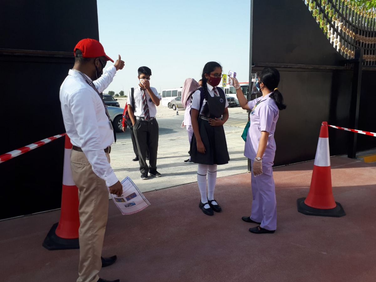 Pic: Temperature check at a school in Qatar 